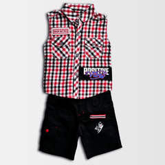 3 Pcs Set Sleeved Shirt with inner & Shorts