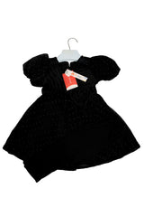Deep Black Party Dress Frock with Black Lagaing