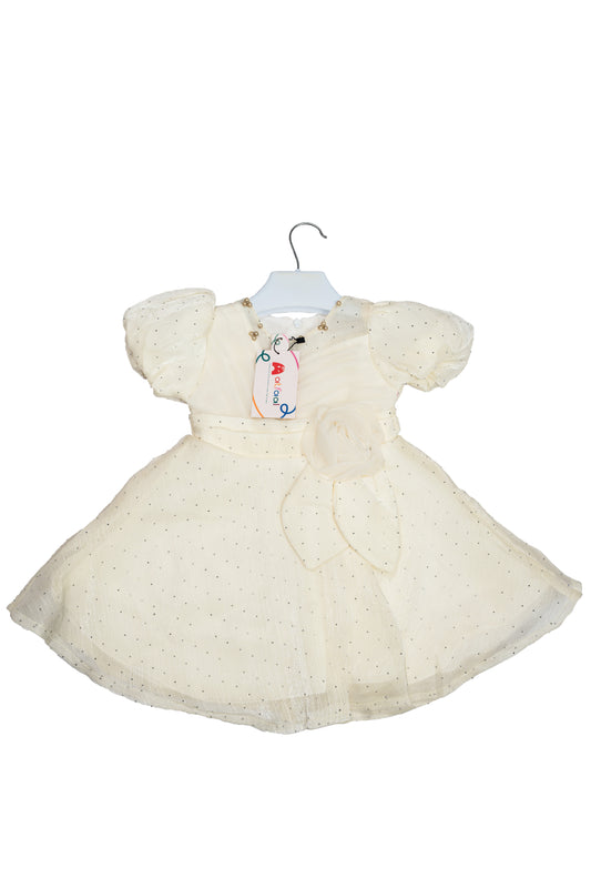 Deep Pastel Yellow Party Dress Frock with Yellow Lagging