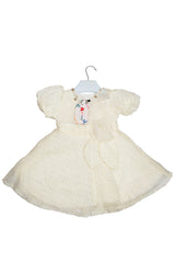 Deep Pastel Yellow Party Dress Frock with Yellow Lagging