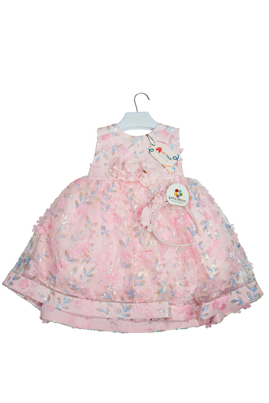 Pink Floral Party Dress for a Baby Girl