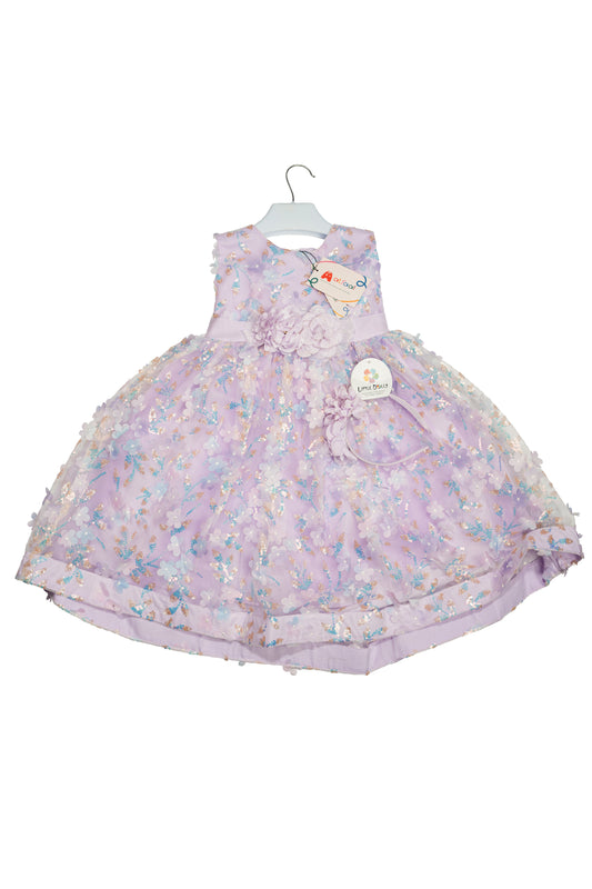 Net Frock with inner full sleeves & Pajama/ Purple