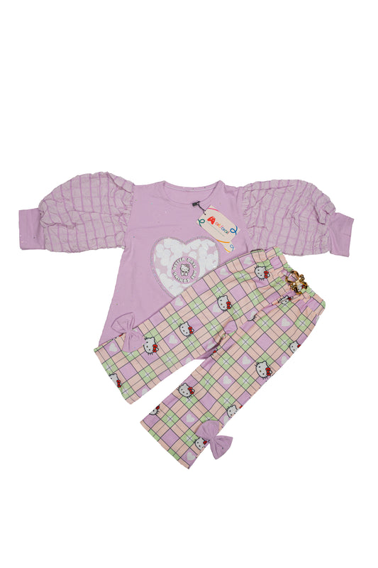 Lavender Purple Shirt with Pastel Plaid Trouser