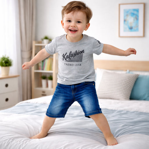 Round neck T Shirt & Denim Jeans Shorts