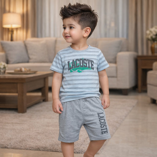 2 Pcs Casual Outfit Round neck Shirt & Shorts