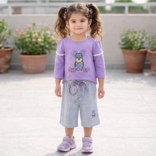 Light Purple casual outfit set for Girls