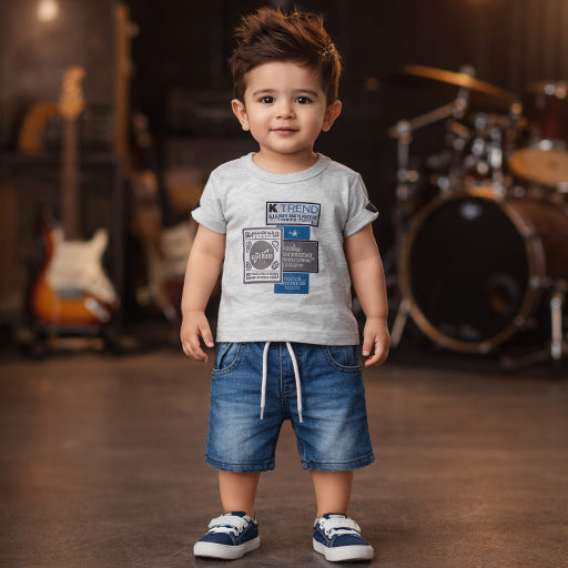 Round neck T Shirt & Denim Jeans Shorts