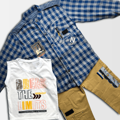 3 Pcs Boy Casual Set with shirt inner & Pants