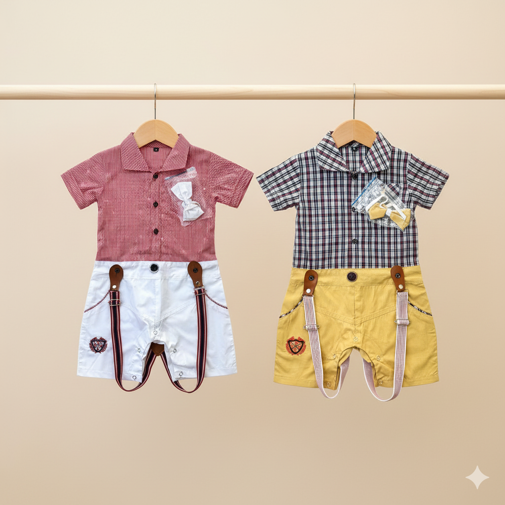 2 Pcs Romper Style short sleeves with suspender