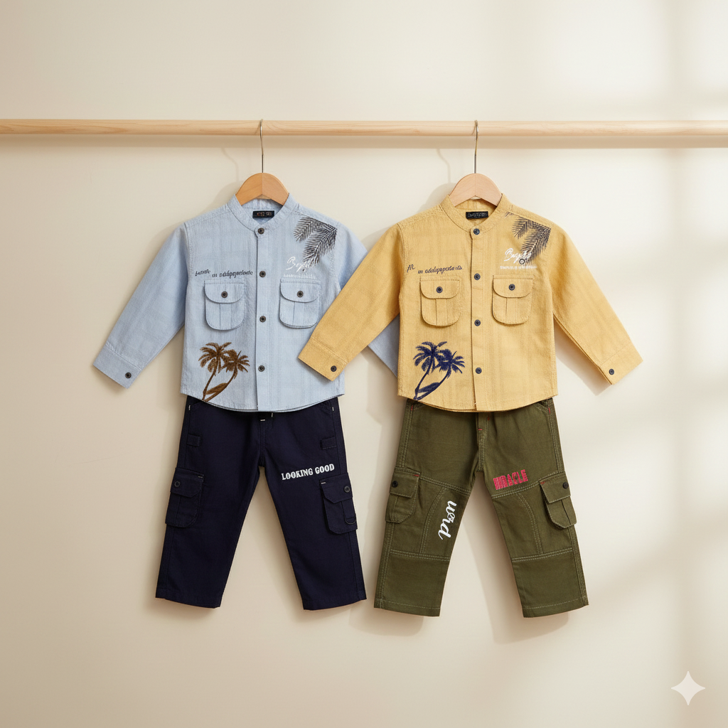 2 Pcs Boy Casual Set with shirt inner & Pants