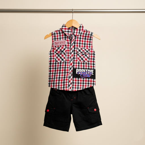 3 Pcs Set Sleeved Shirt with inner & Shorts