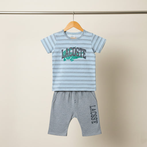 2 Pcs Casual Outfit Round neck Shirt & Shorts