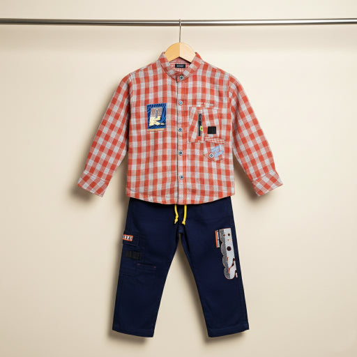 3 Pcs Boy Casual Set with shirt inner & Pants