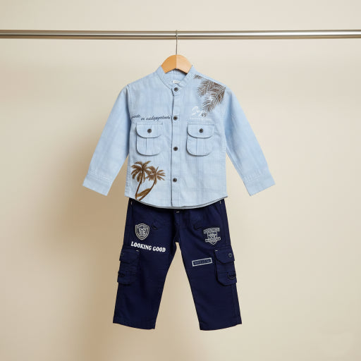 3 Pcs Boy Casual Set with shirt inner & Pants