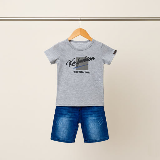 Round neck T Shirt & Denim Jeans Shorts
