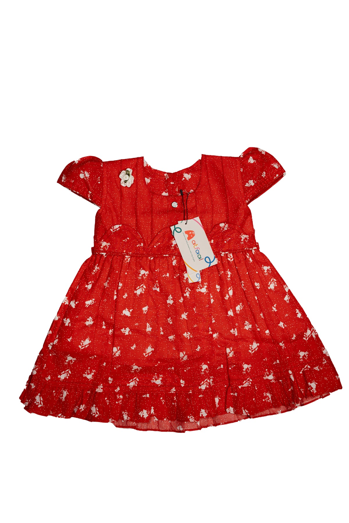 Casual Cotton Frock and legging/ Red Floral print
