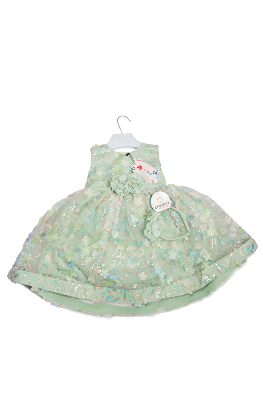 lovely pastel green party dress for a toddler girl with legging & inner