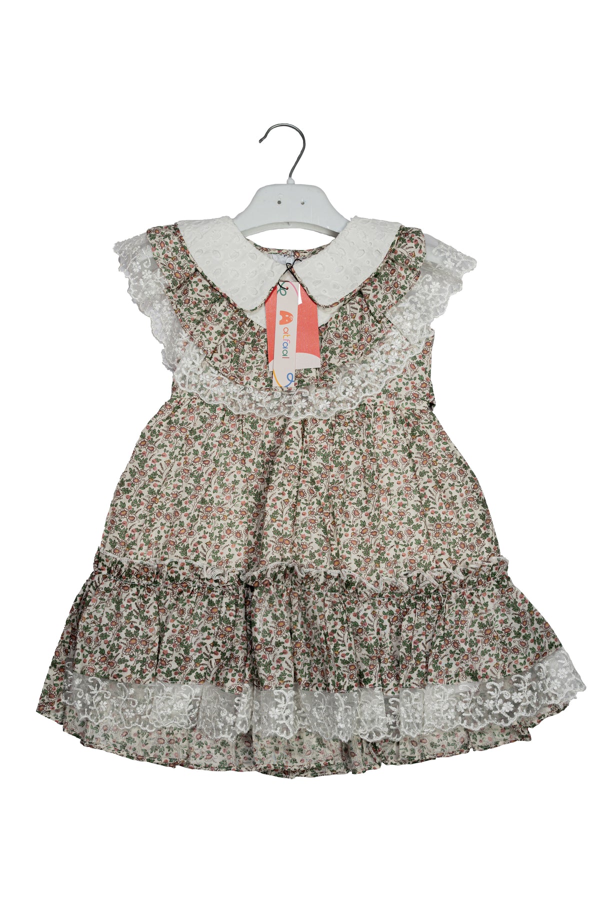 Vintage-Inspired Floral Dress with Leggings