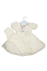 Deep Pastel Yellow Party Dress Frock with Yellow Lagging