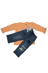 Cotton Jersey Shirt and Pant Mustard Yellow/Blue
